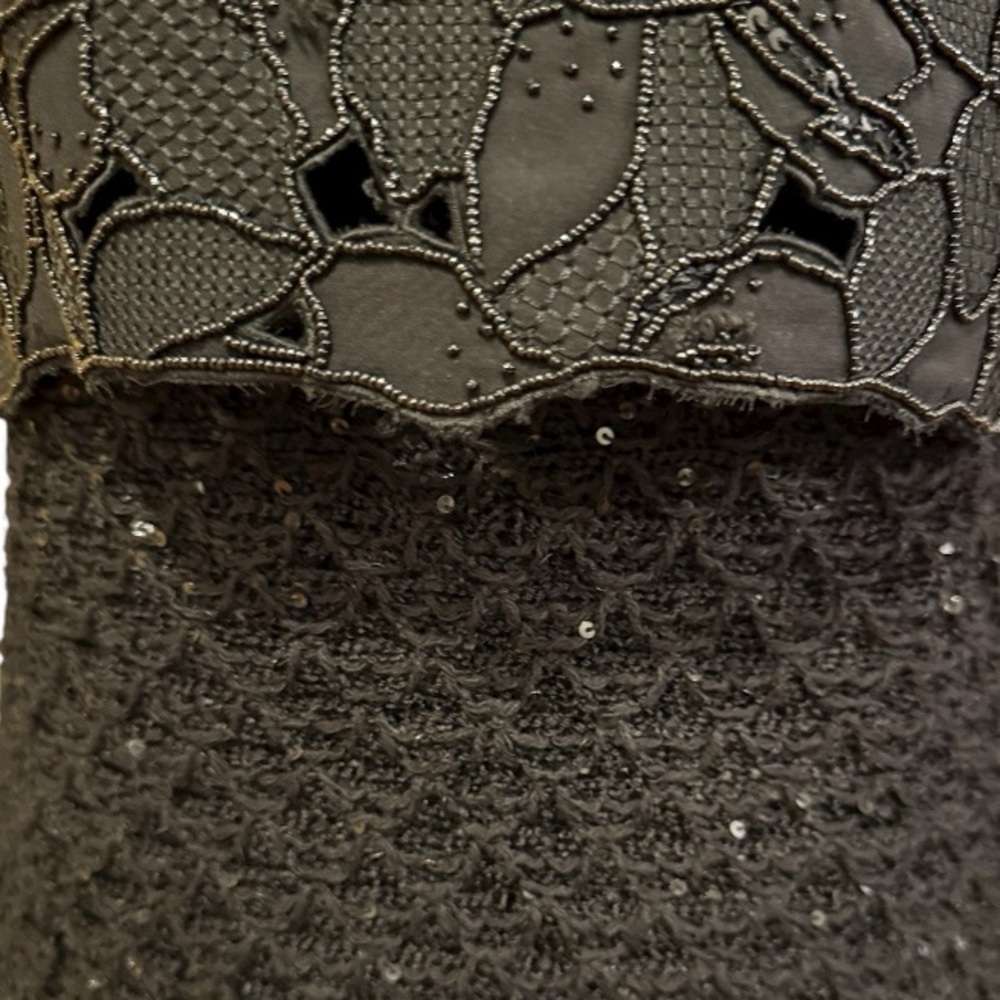 St. John Evening Couture Black Sequined Lace Sleeveless Sheath Dress Size 6 - Picture 8 of 14